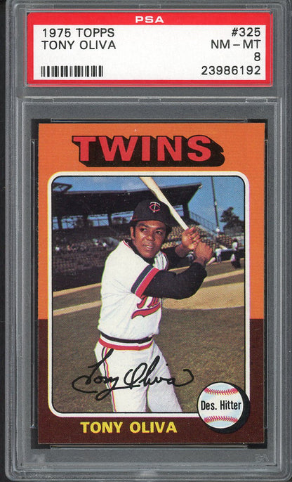 1975 Topps Baseball #325 Tony Oliva Twins PSA 8 NM/MT 554948