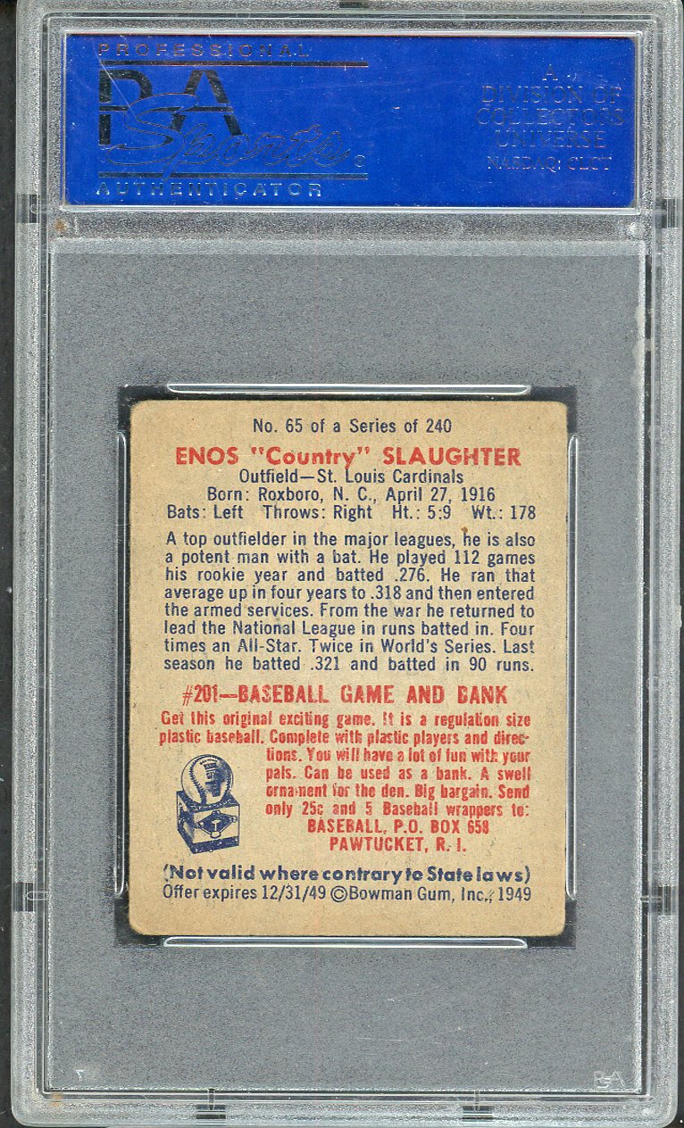1949 Bowman Baseball #065 Enos Slaughter Cardinals PSA 3 VG 554953