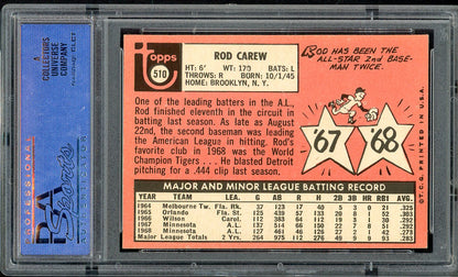 1969 Topps Baseball #510 Rod Carew Twins PSA 6 EX-MT 554976