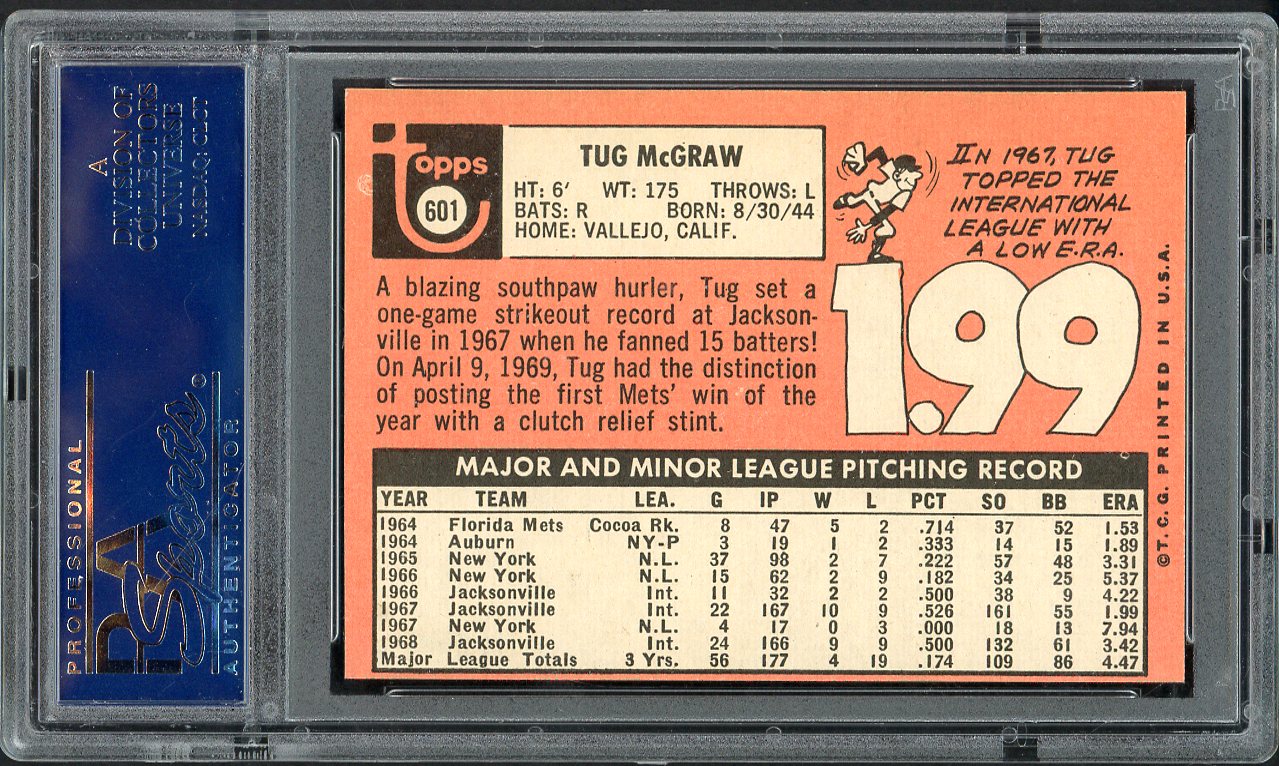 1969 Topps Baseball #601 Tug McGraw Mets PSA 6 EX-MT 554978