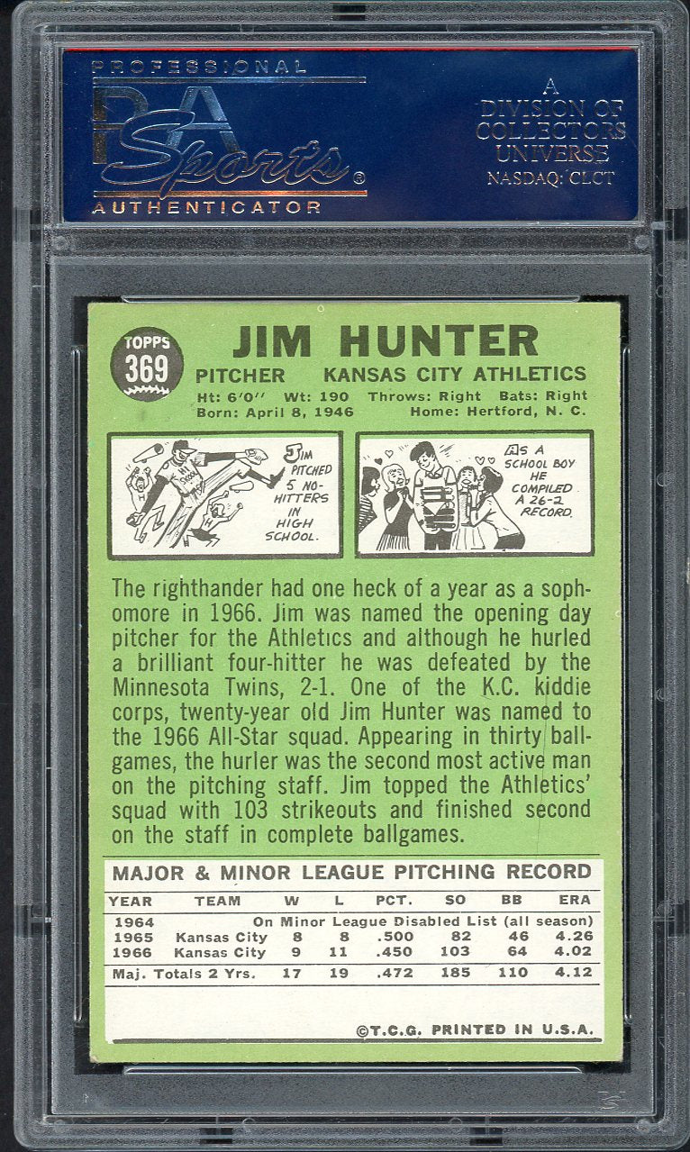 1967 Topps Baseball #369 Catfish Hunter A's PSA 6 EX-MT 554986