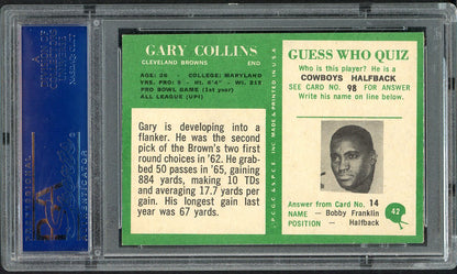 1966 Philadelphia Football #042 Gary Collins Browns PSA 8 NM/MT oc 554995