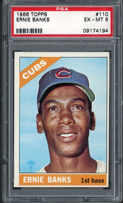 1966 Topps Baseball #110 Ernie Banks Cubs PSA 6 EX-MT 555009