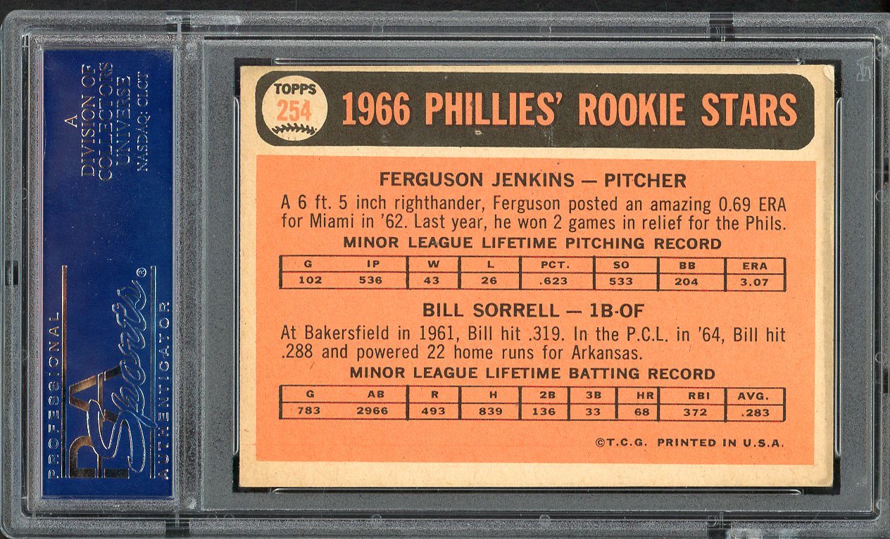 1966 Topps Baseball #254 Fergie Jenkins Phillies PSA 5 EX 555012