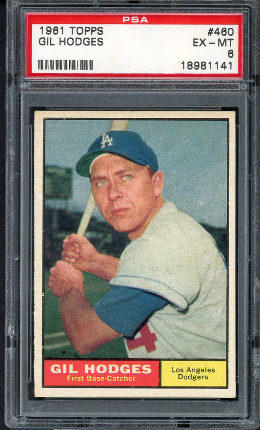 1961 Topps Baseball #460 Gil Hodges Dodgers PSA 6 EX-MT 555020