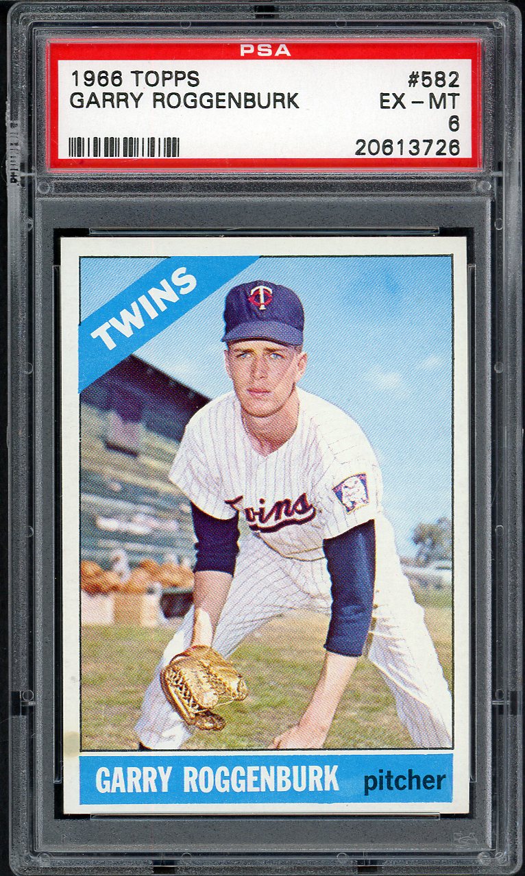 1966 Topps Baseball #582 Garry Roggenburk Twins PSA 6 EX-MT 555023