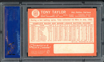 1964 Topps Baseball #585 Tony Taylor Phillies PSA 6 EX-MT 555027