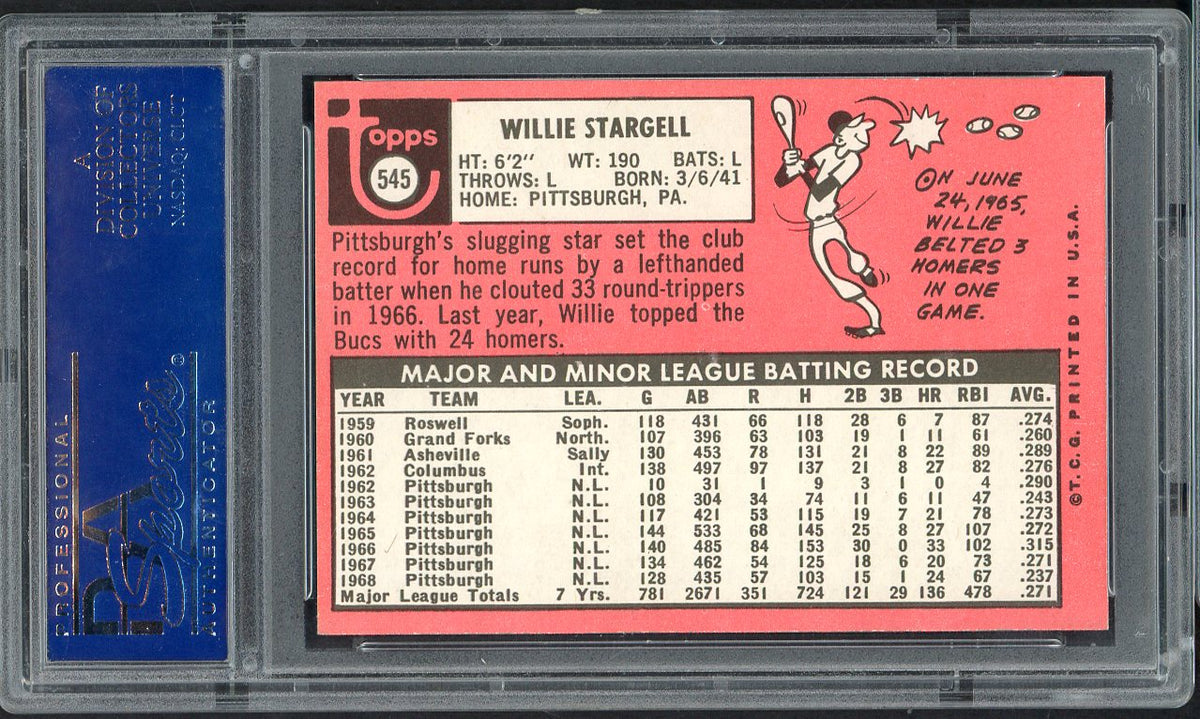 1969 Topps Baseball #545 Willie Stargell Pirates PSA 5 EX 555043