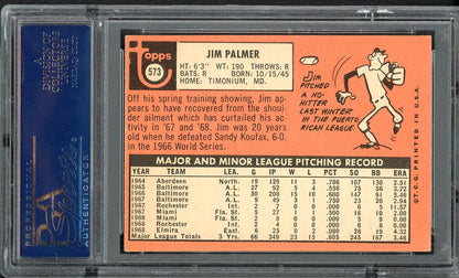 1969 Topps Baseball #573 Jim Palmer Orioles PSA 5 EX 555044