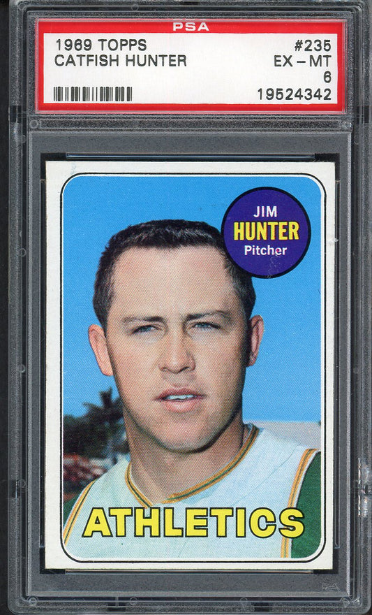 1969 Topps Baseball #235 Catfish Hunter A's PSA 6 EX-MT 555045