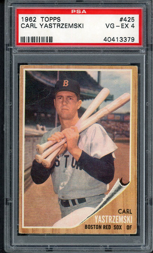 1962 Topps Baseball #425 Carl Yastrzemski Red Sox PSA 4 VG-EX 555061