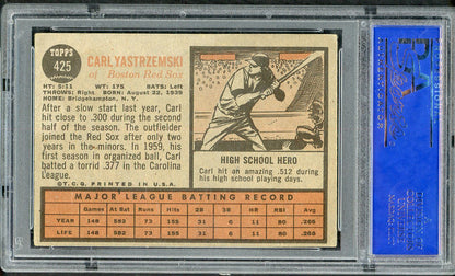 1962 Topps Baseball #425 Carl Yastrzemski Red Sox PSA 4 VG-EX 555061