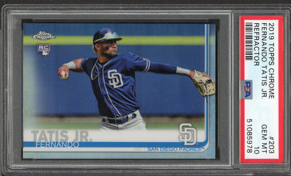 2019 Topps Chrome #203 Fernando Tatis Jr Padres PSA 10 GEM MINT Refractor 555077