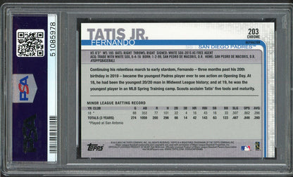 2019 Topps Chrome #203 Fernando Tatis Jr Padres PSA 10 GEM MINT Refractor 555077