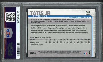 2019 Topps Chrome #203 Fernando Tatis Jr Padres PSA 10 GEM MINT Refractor 555078
