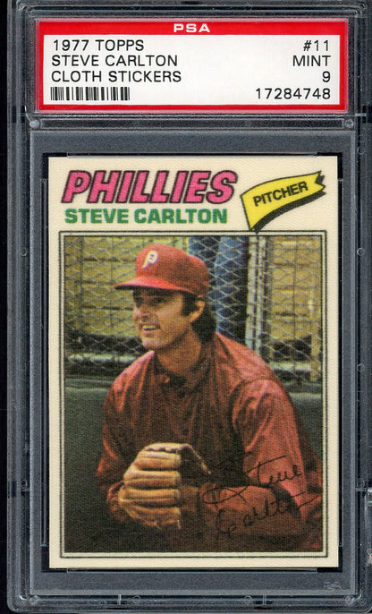 1977 Topps Baseball Cloth Stickers #011 Steve Carlton Phillies PSA 9 MINT 555092
