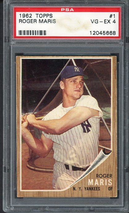 1962 Topps Baseball #001 Roger Maris Yankees PSA 4 VG-EX 555108