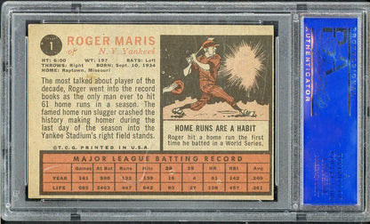 1962 Topps Baseball #001 Roger Maris Yankees PSA 4 VG-EX 555108