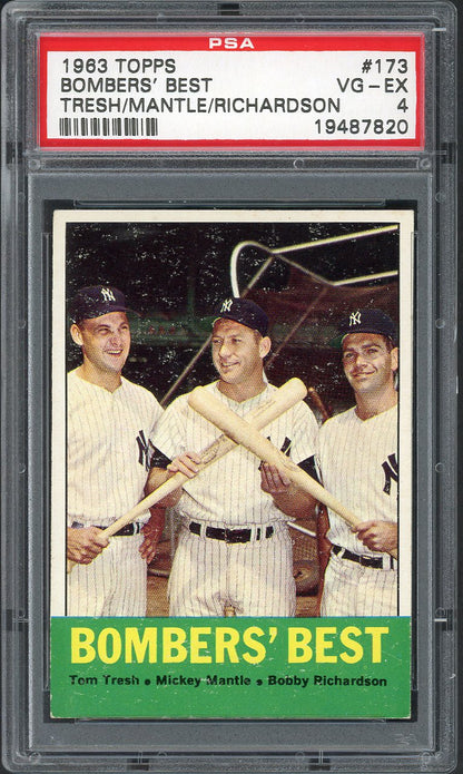 1963 Topps Baseball #173 Mickey Mantle Bobby Richardson PSA 4 VG-EX 555114