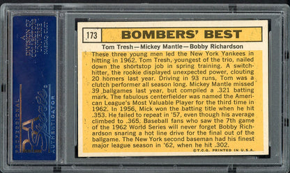 1963 Topps Baseball #173 Mickey Mantle Bobby Richardson PSA 4 VG-EX 555114