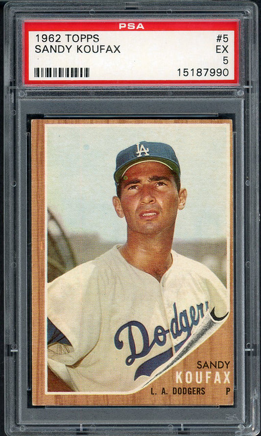 1962 Topps Baseball #005 Sandy Koufax Dodgers PSA 5 EX 555115