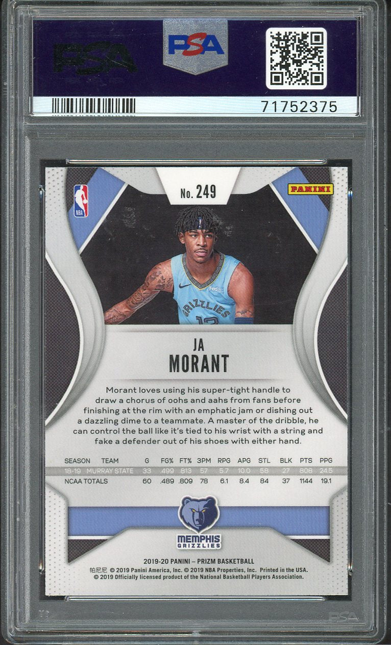 2019 Panini Prizm #249 Ja Morant Grizzlies PSA 10 GEM MINT 555128