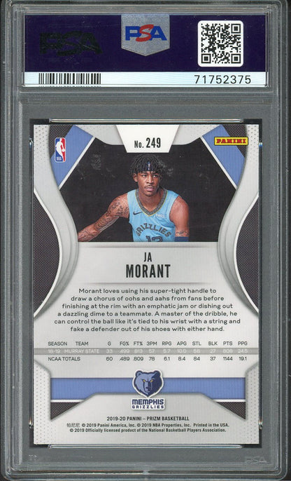 2019 Panini Prizm #249 Ja Morant Grizzlies PSA 10 GEM MINT 555128