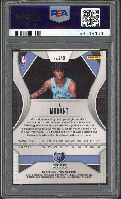 2019 Panini Prizm #249 Ja Morant Grizzlies PSA 10 GEM MINT 555129