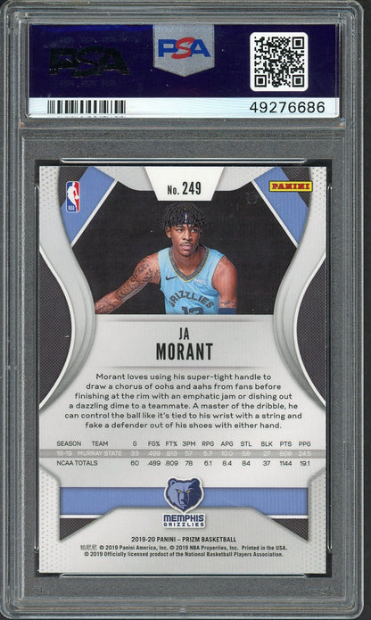 2019 Panini Prizm #249 Ja Morant Grizzlies PSA 10 GEM MINT 555130
