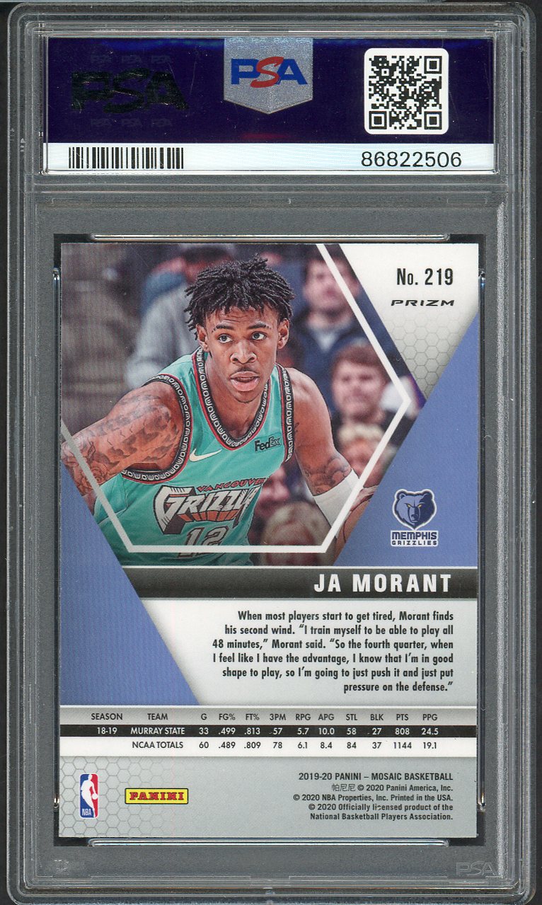 2019 Panini Mosaic Prizm #219 Ja Morant Grizzlies PSA 10 GEM MINT Silver 555131
