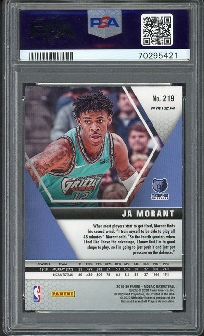2019 Panini Mosaic Prizm #219 Ja Morant Grizzlies PSA 10 GEM MINT Silver 555132