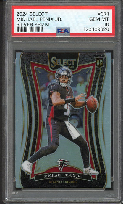 2024 Select Prizm #371 Michael Penix Jr Falcons PSA 10 GEM MINT Silver 555136