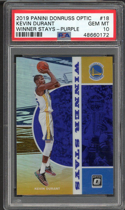 2019 Panini Donruss Optic Winner Stays #018 Kevin Durant Warriors PSA 10 GEM MINT Purple 555143