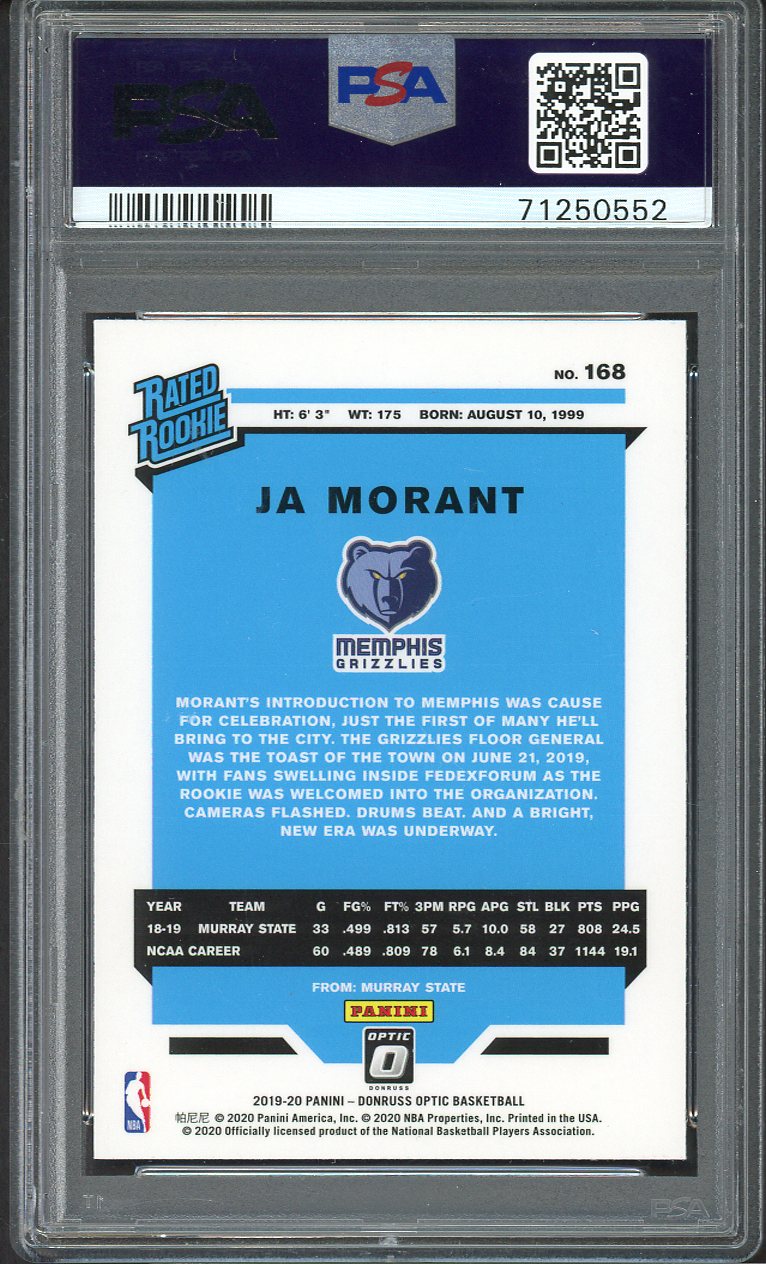 2019 Panini Donruss Optic #168 Ja Morant Grizzlies PSA 9 MINT 555144