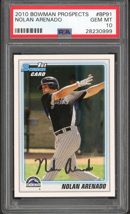 2010 Bowman Prospects #BP91 Nolan Arenado Rockies PSA 10 GEM MINT 555149