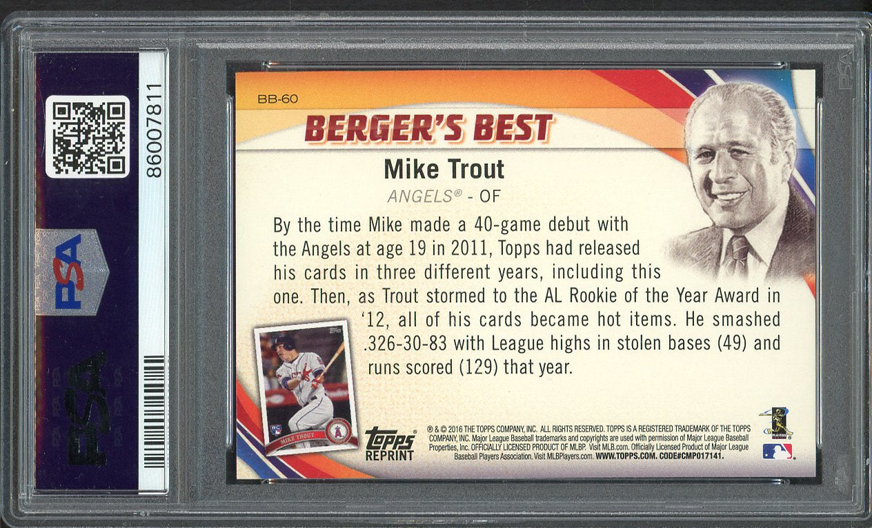 2016 Topps Bergers Best #BB60 Mike Trout Angels PSA 9 MINT 555156