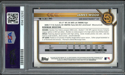 2022 Bowman SE Chrome #BCP108 James Wood Padres PSA 10 GEM MINT 555157