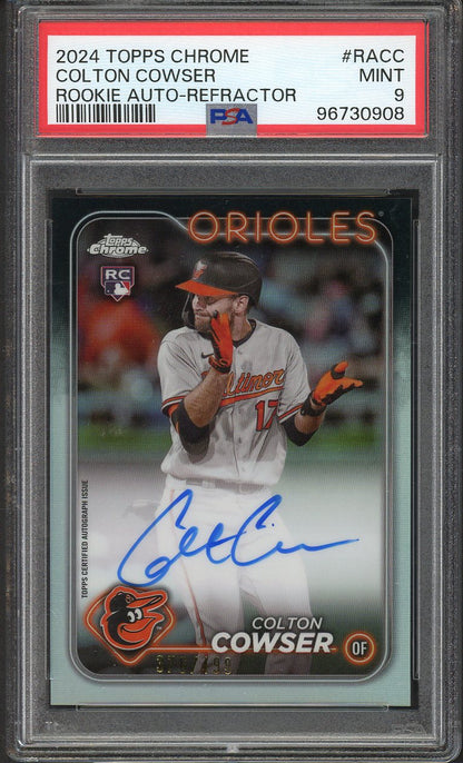 2024 Topps Chrome Refractor #RACC Colton Cowser Orioles PSA 9 MINT Autograph 555160