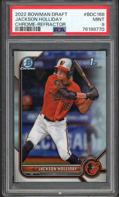 2022 Bowman Draft Chrome #BDC168 Jackson Holliday Orioles PSA 9 MINT Refractor 555161