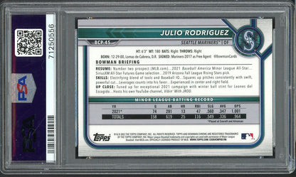 2022 Bowman Chrome Prospects #BCP45 Julio Rodriguez Mariners PSA 10 GEM MINT 555162