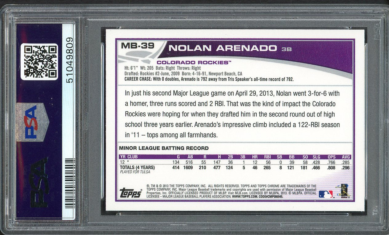 2013 Topps Update Chrome #MB39 Nolan Arenado Rockies PSA 9 MINT 555168