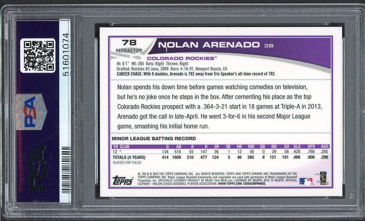 2013 Topps Chrome #078 Nolan Arenado Rockies PSA 9 MINT Refractor 555169
