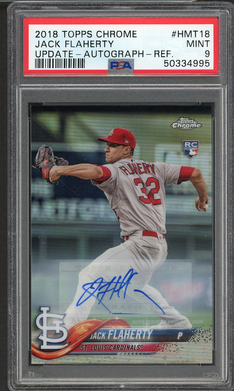 2018 Topps Chrome Update Refractor #HMT18 Jack Flaherty Cardinals PSA 9 MINT Autograph 555171