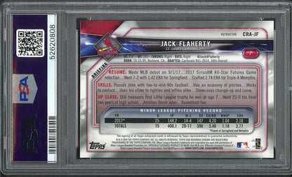 2018 Bowman Chrome Refractor #CRAJF Jack Flaherty Cardinals PSA 9 MINT Autograph 555172