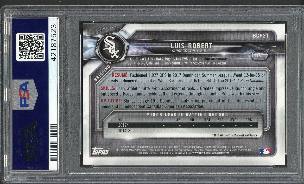 2018 Bowman Chrome Prospects #021 Luis Robert White Sox PSA 10 GEM MINT Mega 555173