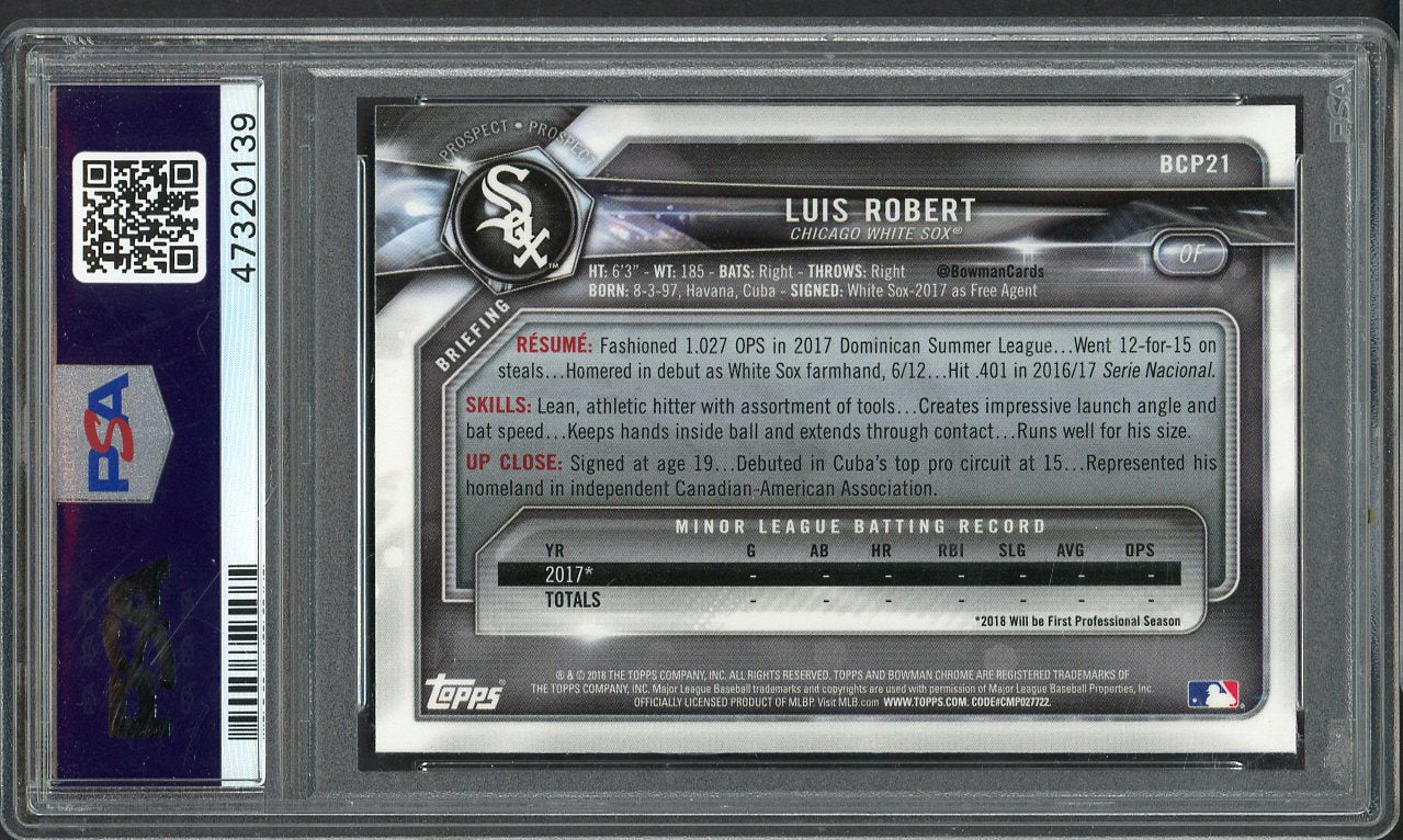 2018 Bowman Chrome Prospects #021 Luis Robert White Sox PSA 10 GEM MINT Mega 555174