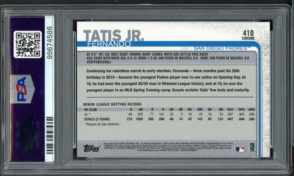 2019 Topps Chrome #410 Fernando Tatis Jr Padres PSA 9 MINT Sapphire 555179