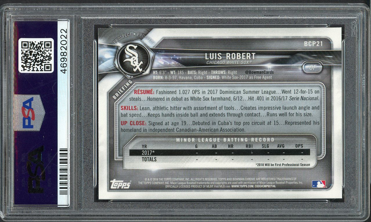 2018 Bowman Chrome Prospects #021 Luis Robert White Sox PSA 10 GEM MINT 555182