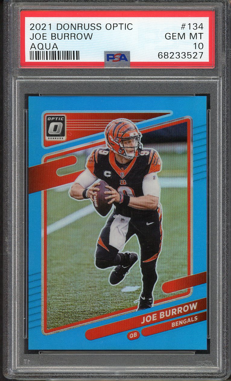 2021 Donruss Optic #134 Joe Burrow Bengals PSA 10 GEM MINT Aqua 555184