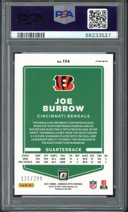 2021 Donruss Optic #134 Joe Burrow Bengals PSA 10 GEM MINT Aqua 555184